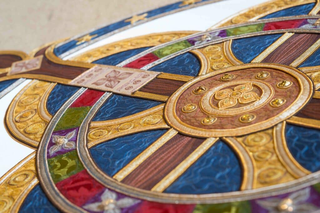 Detail of the embroidery, The All Seasons Altar Frontal, St. Lawrence’s Church, Weston Patrick